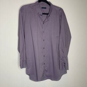 Zachary Prell Deep Plum Purple Gray Check Button Down Shirt Sz XL